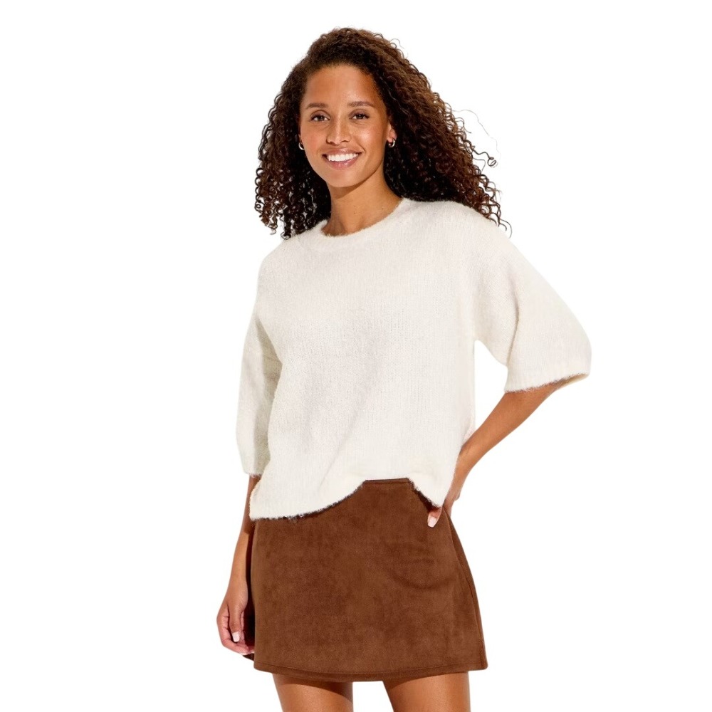 Wild Fable Women's White Alpaca Blend Boxy Knit Pullover Sweater Size XXL